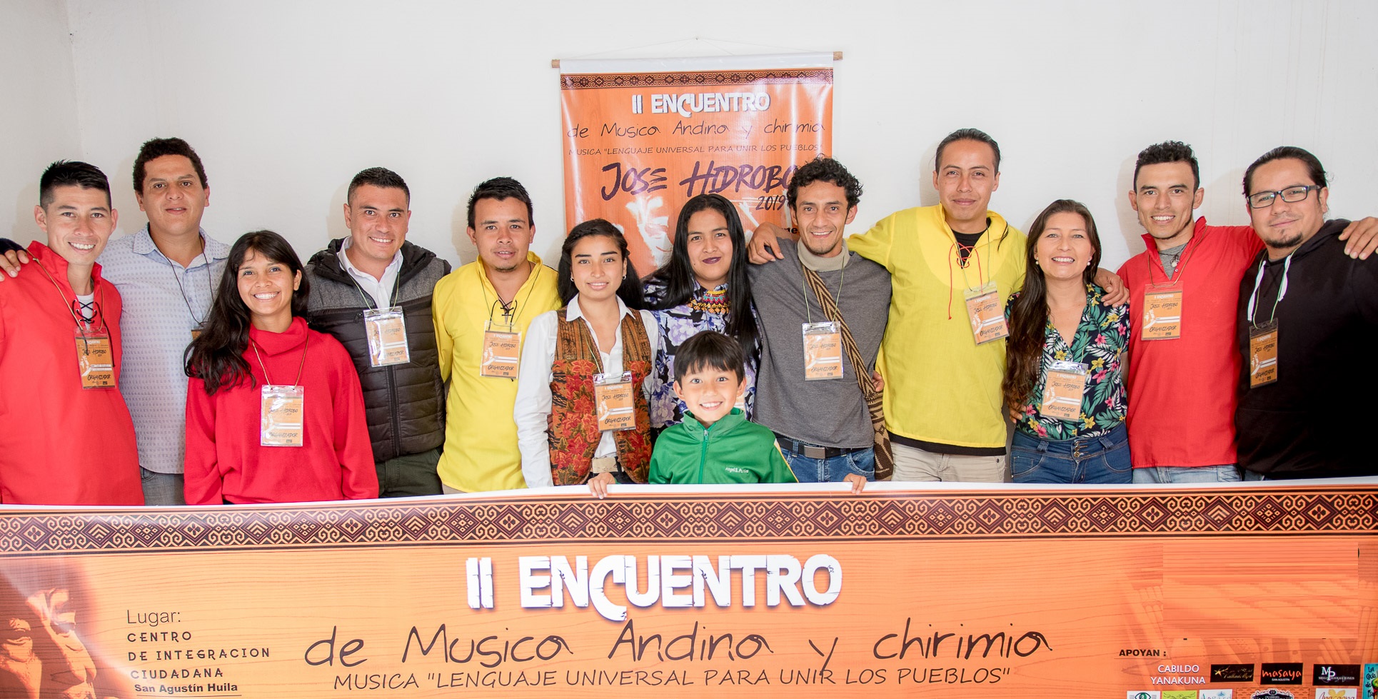 Wilfren Smith Astudillo, director del encuentro; John Edwar Mosquera, Daniela Muñoz, Juan Andrés Vargas, secretario de gobierno San Agustín; Oliver Pérez, Valentina Ortiz, María Alejandra Cabezas, Darwin Zúñiga, Víctor Lasso, sub director; Lucero Astudillo, Roberth Ordoñez y Omar Quinayas.